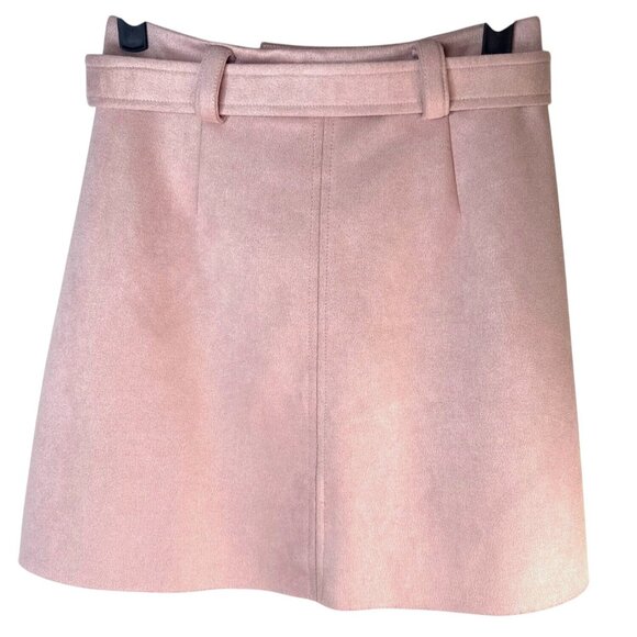 2/$30 ZARA Pink A-Line Mini XS Skirt With Belt Faux Suede - Picture 3 of 12